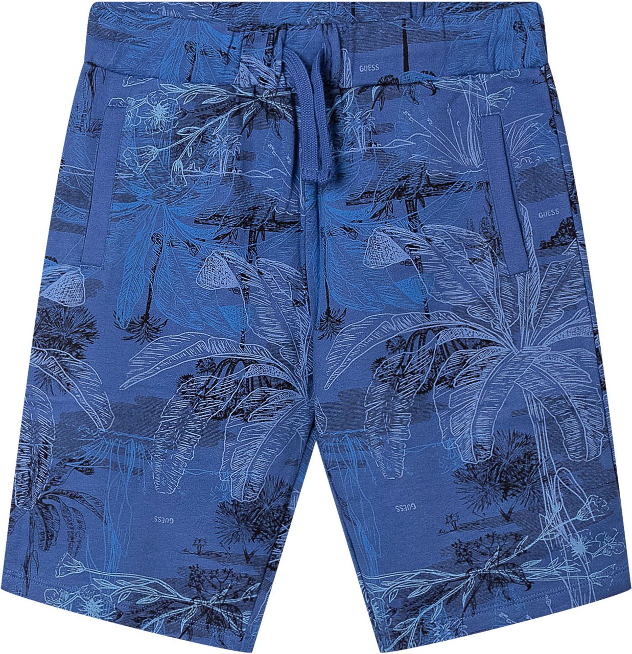 Guess Bermuda French Terry con Stampa Tropicale Blauw