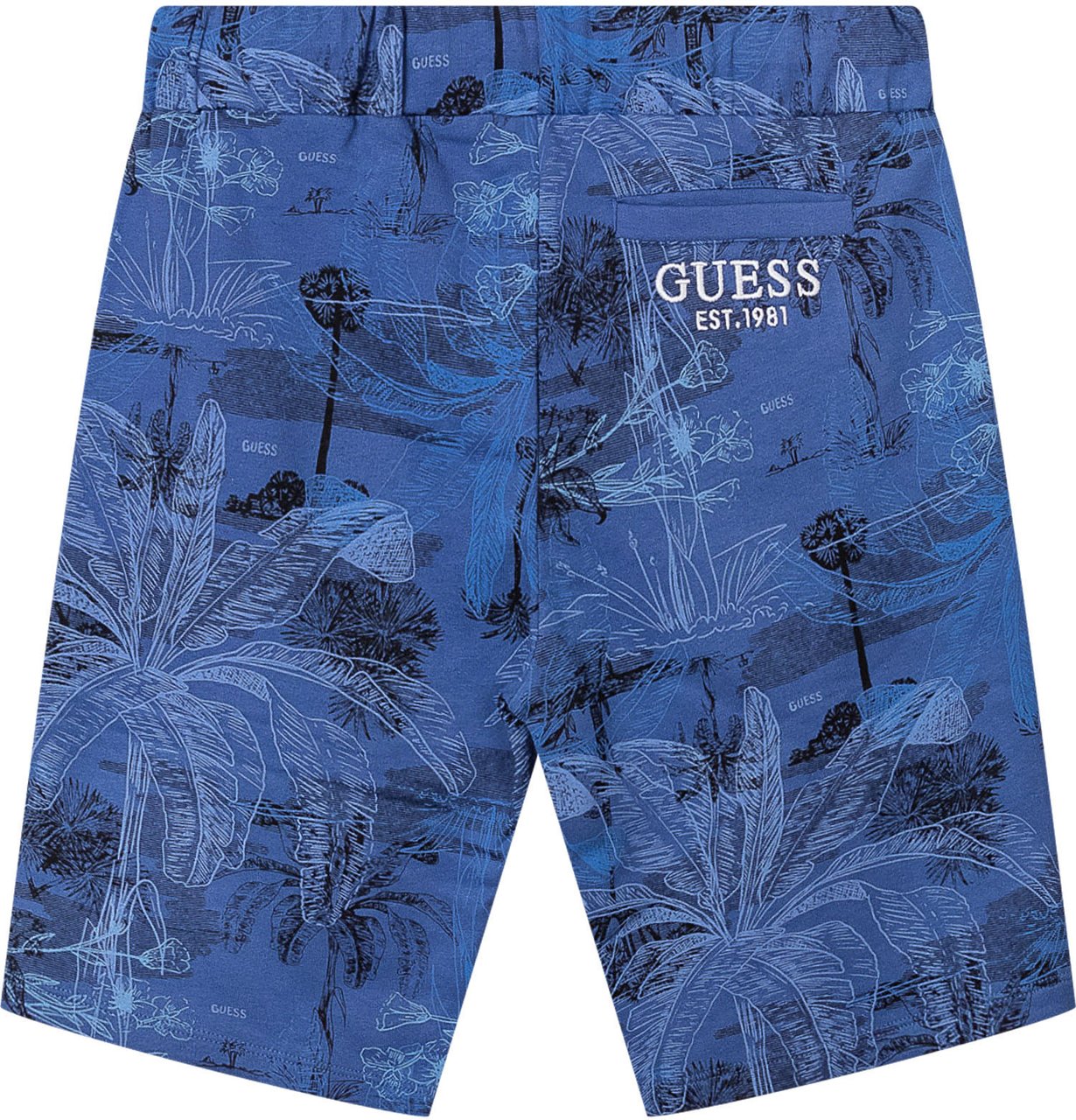 Guess Bermuda French Terry con Stampa Tropicale Blauw