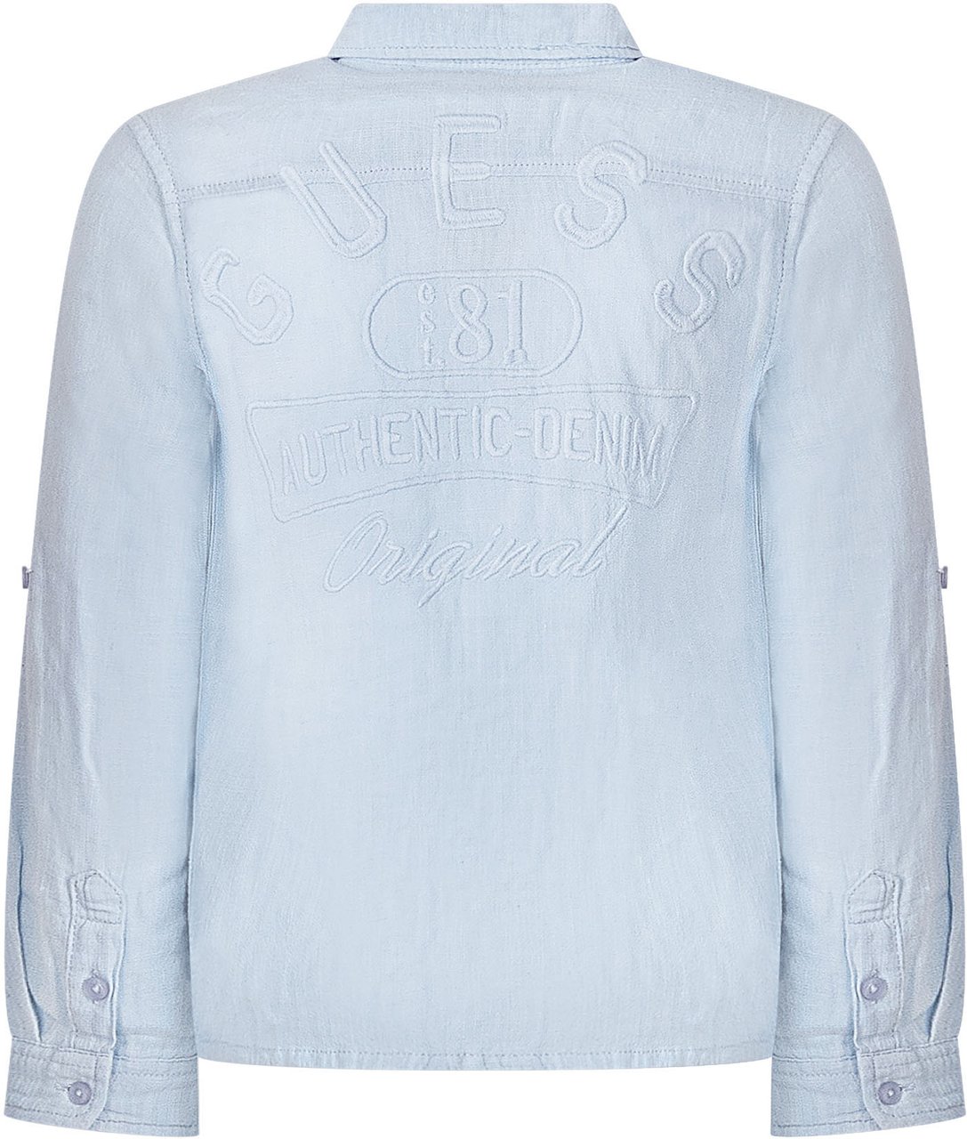 Guess Camicia a Maniche Lunghe con Tasca Lichtblauw