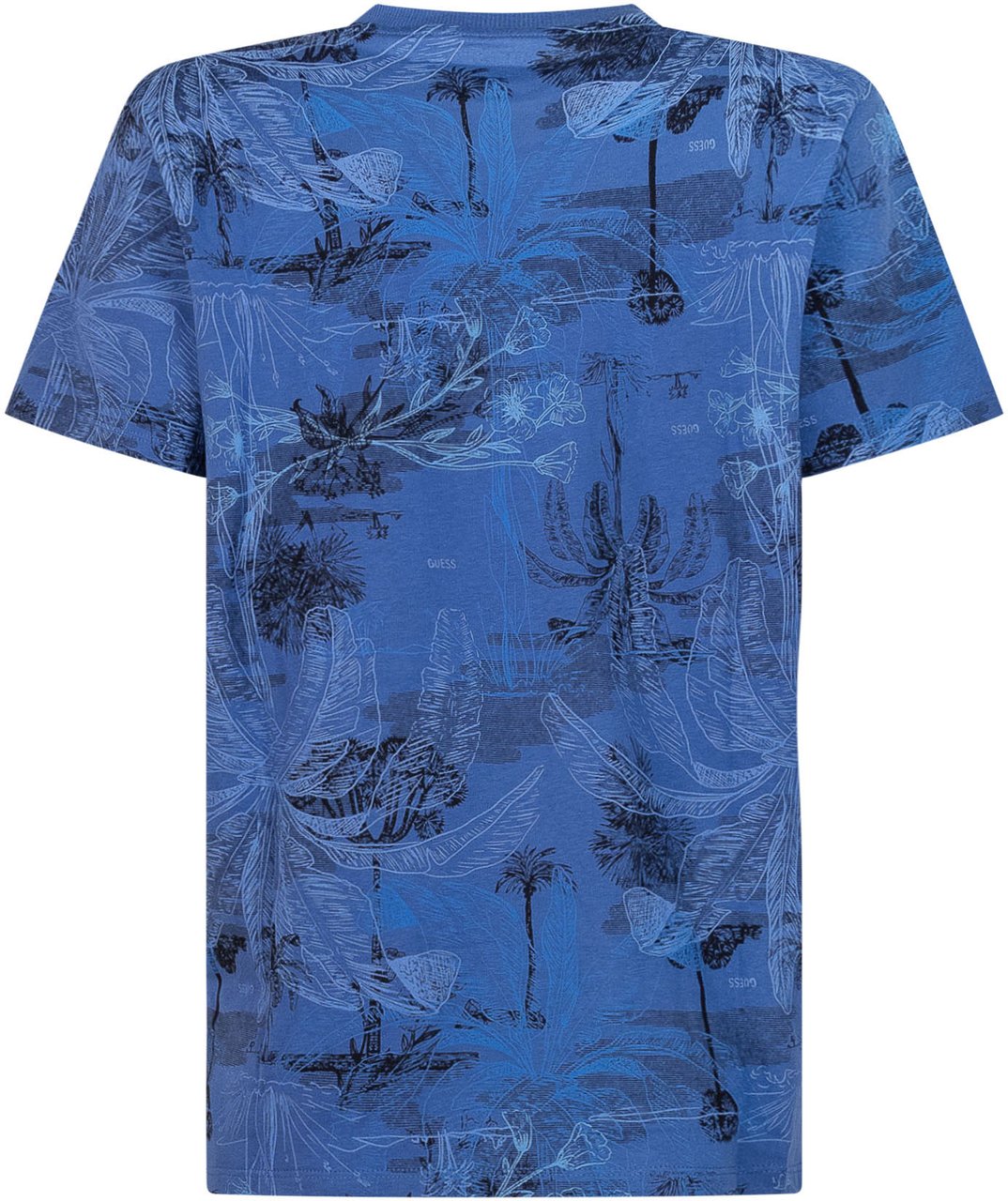 Guess T-shirt Oversize a Maniche Corte con Stampa Tropicale Blauw