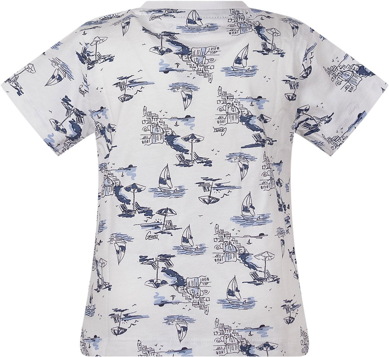 Guess T-shirt Girocollo con Stampa e Tasca Wit