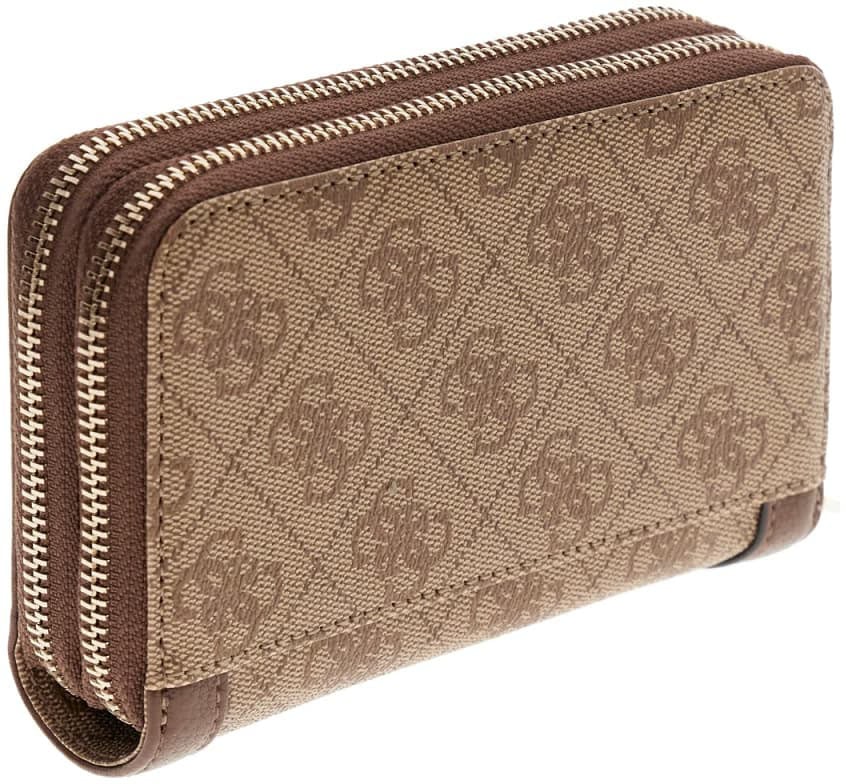 Guess Lindsey Slg Med Double Zip Portemonnee Wit