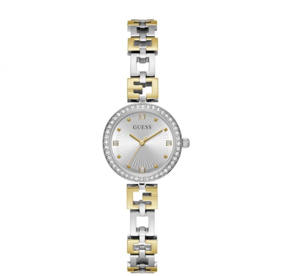 Guess Guess Horloge GW0656L1 Ladie Dress Staal Bi-color met Zirkonia Stenen Zilver