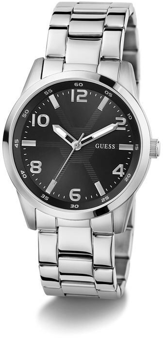 Guess Guess Horloge GW0804G2 Staal Quartz met Zwarte Wijzerplaat Zilver