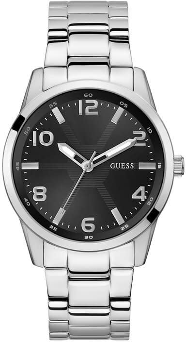 Guess Guess Horloge GW0804G2 Staal Quartz met Zwarte Wijzerplaat Zilver