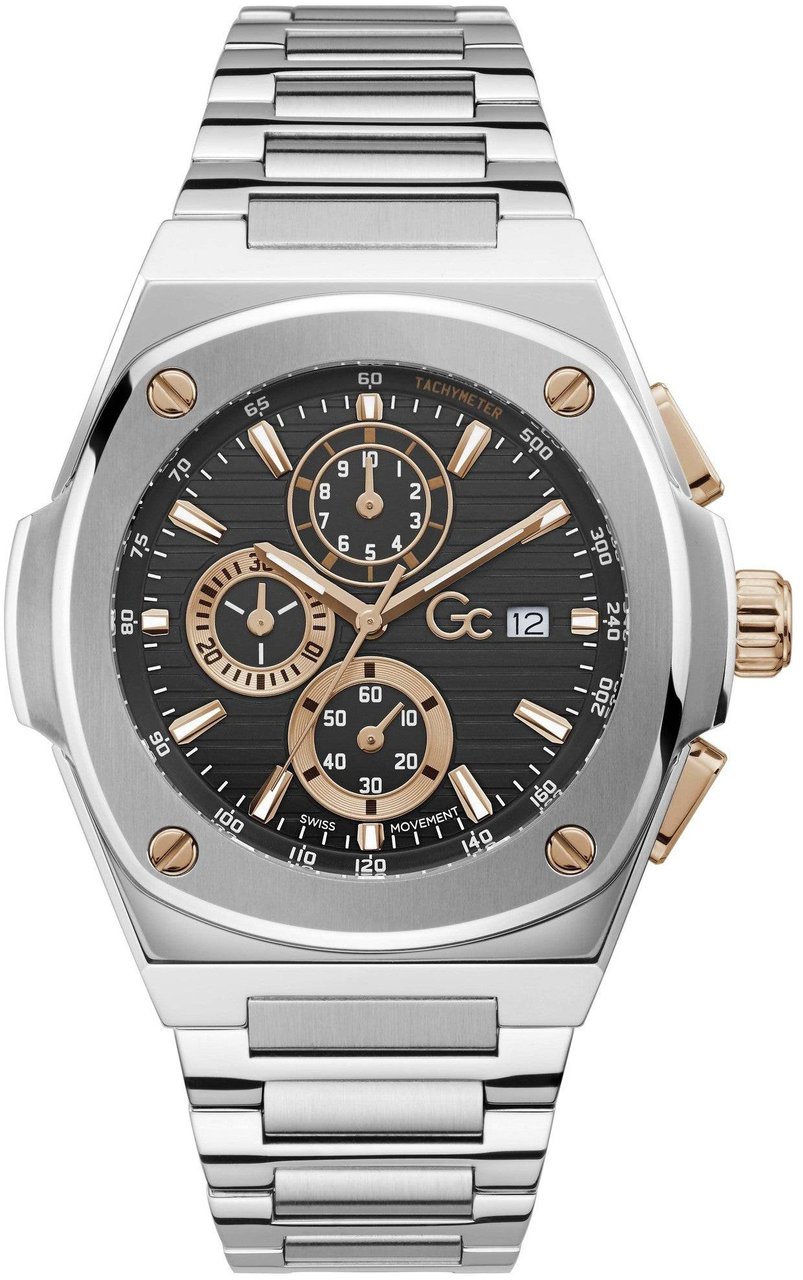Guess Gc: Coussin Shape Y99001G2MF Herenhorloge 44mm Zilver