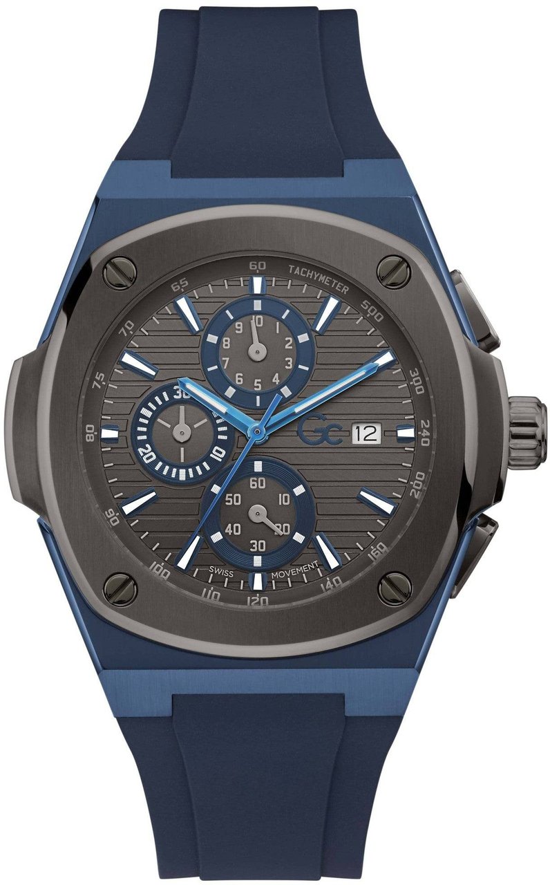 Guess Gc: Coussin Shape Y99004G5MF Herenhorloge 44mm Blauw