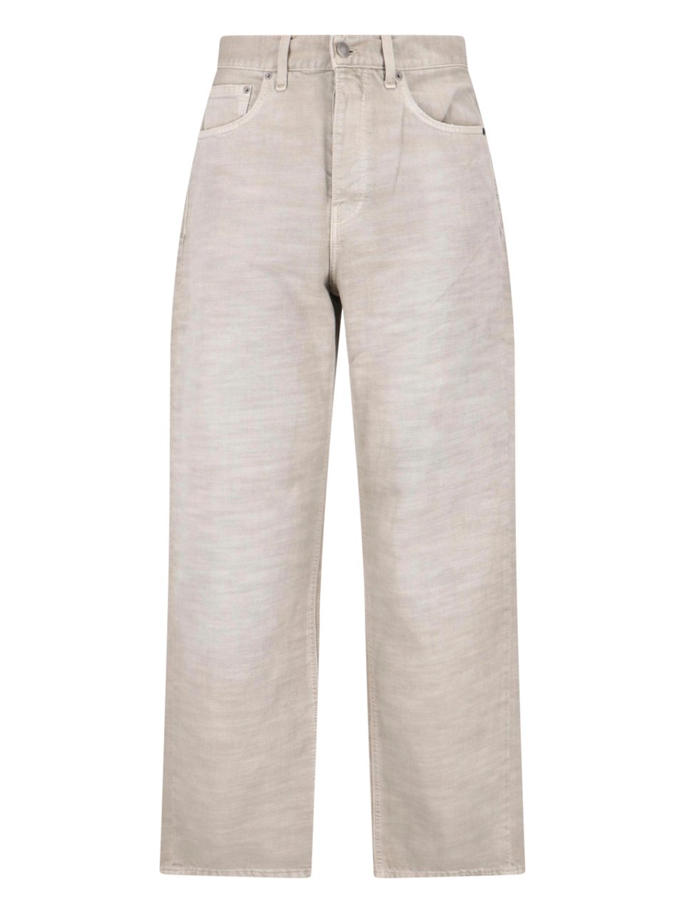 Haikure Beige Wide-Leg Cotton Denim Straight Jeans Neutraal