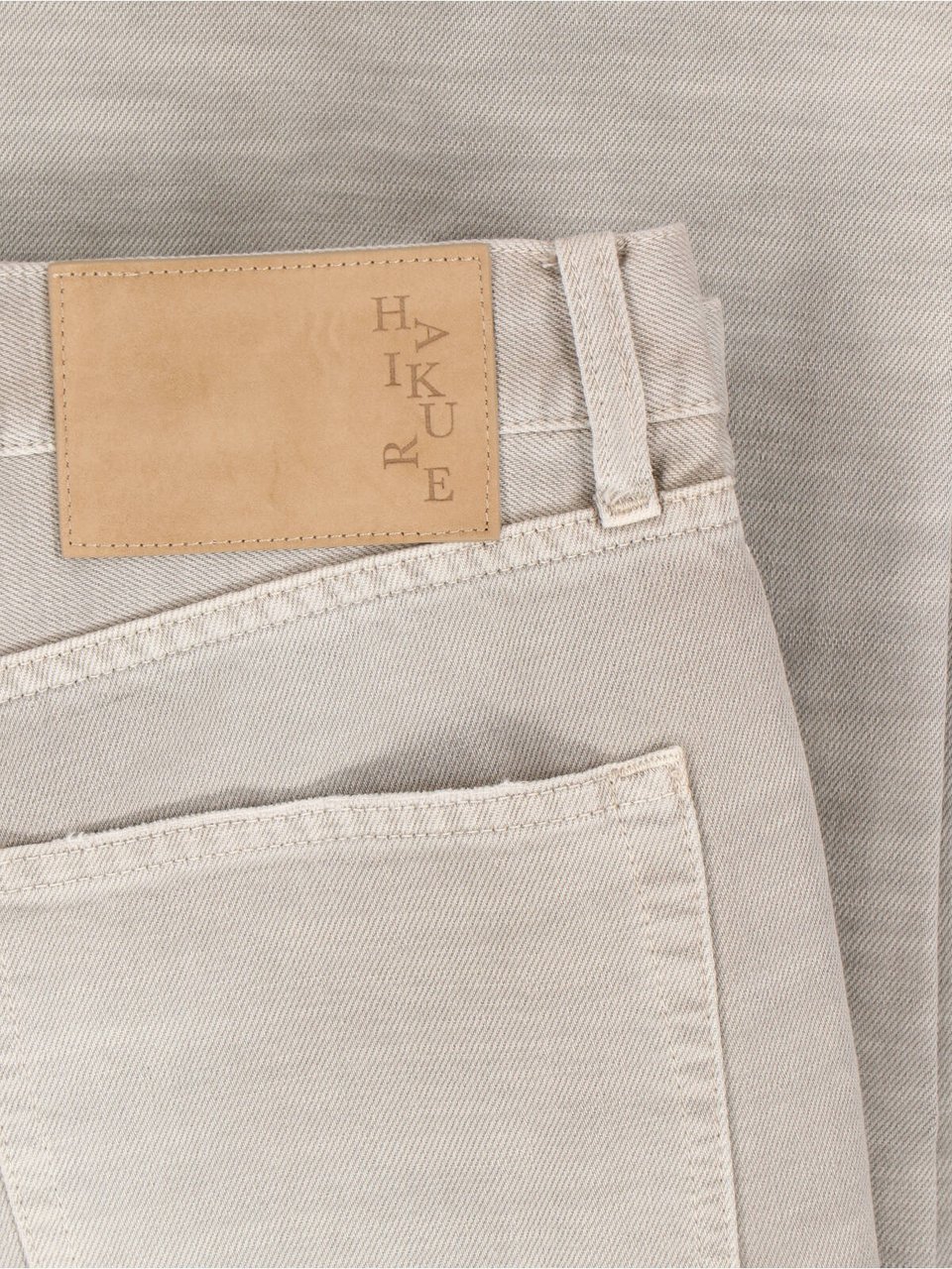 Haikure Beige Wide-Leg Cotton Denim Straight Jeans Neutraal