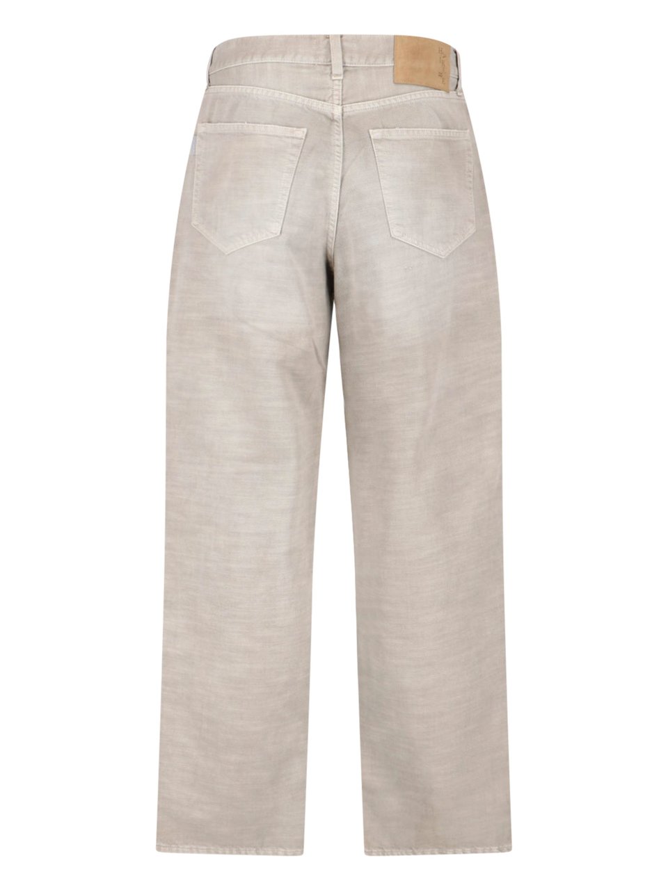 Haikure Beige Wide-Leg Cotton Denim Straight Jeans Neutraal