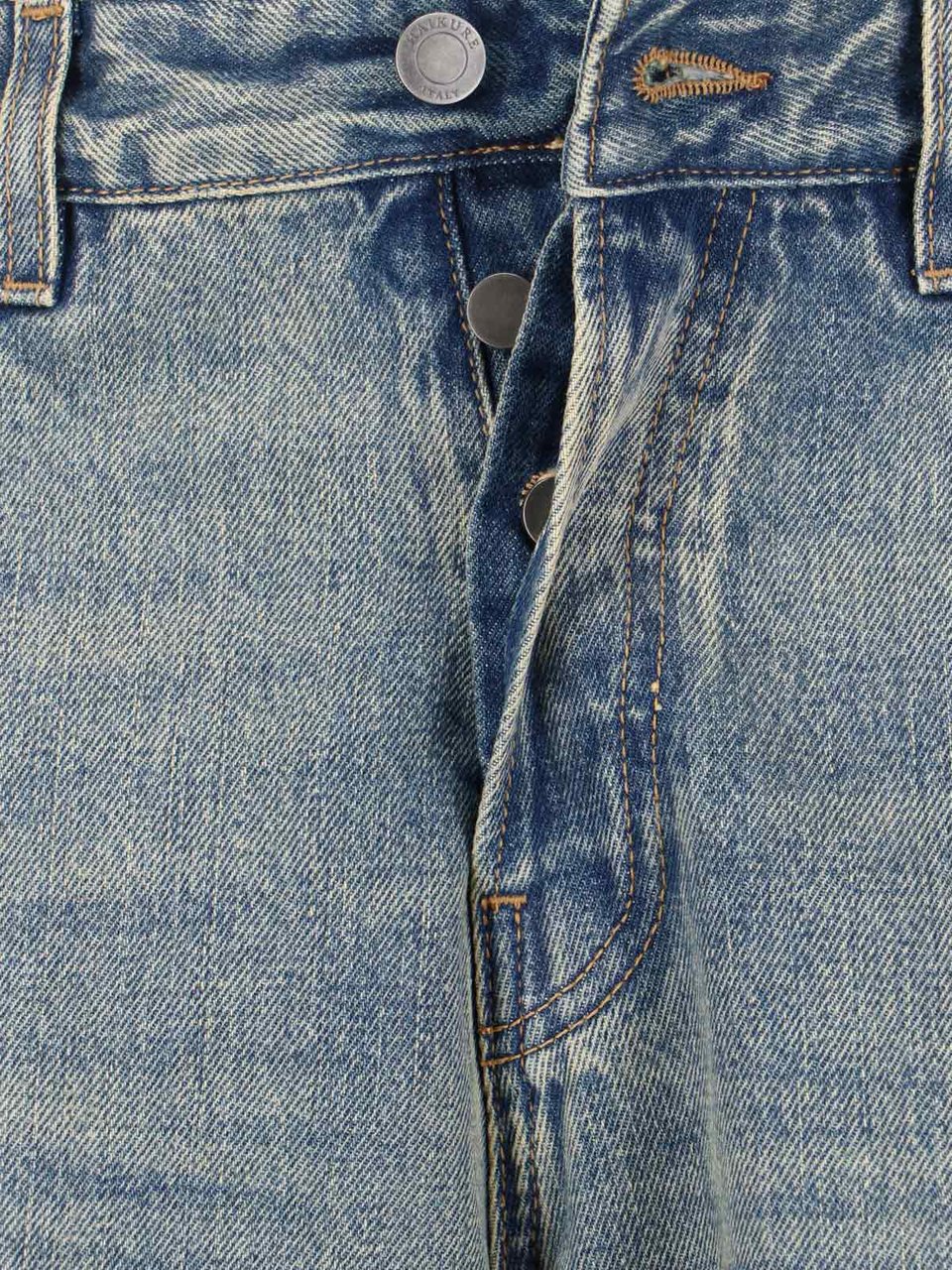 Haikure Blue Cotton Denim Straight-Leg Jeans With Five-Pocket Design Blauw
