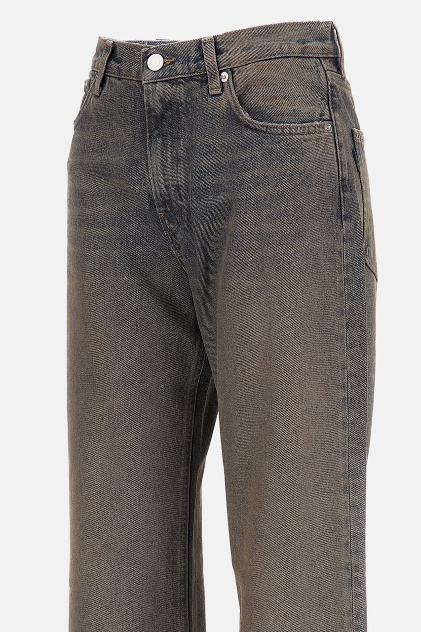 Haikure Mid-Rise Wide Leg Denim Jeans with Aged-Effect Wash Grijs