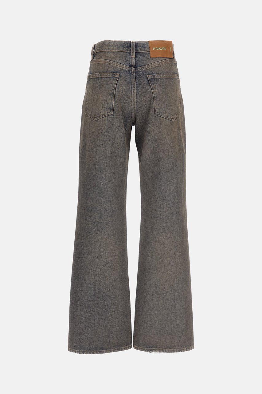 Haikure Mid-Rise Wide Leg Denim Jeans with Aged-Effect Wash Grijs
