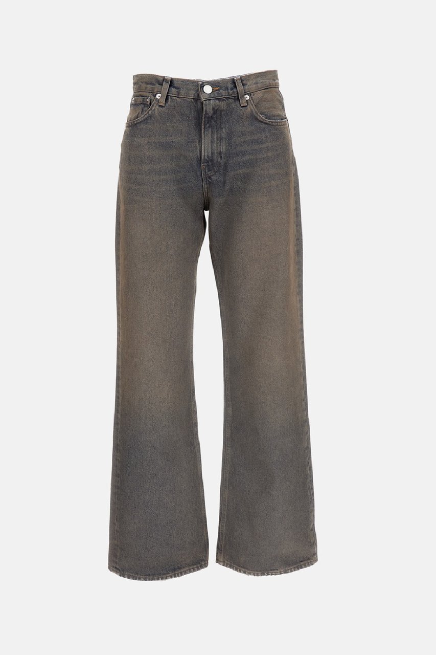 Haikure Mid-Rise Wide Leg Denim Jeans with Aged-Effect Wash Grijs