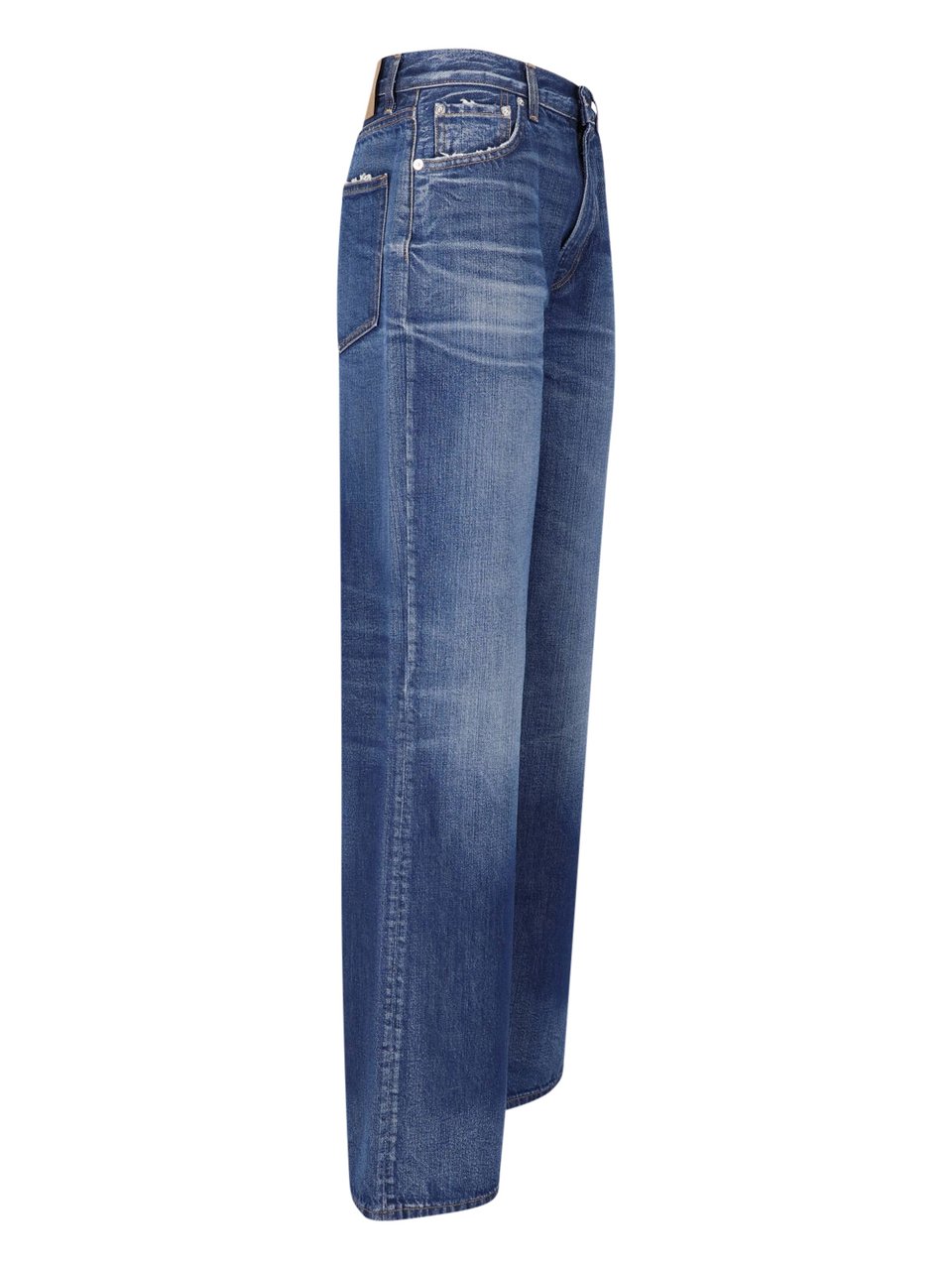 Haikure Wide-Leg Denim Jeans With Five-Pocket Design And Subtle Whiskering Blauw