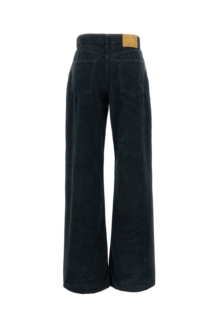 Haikure Wide-Leg Ribbed Cotton Jeans With Textured Finish Zwart