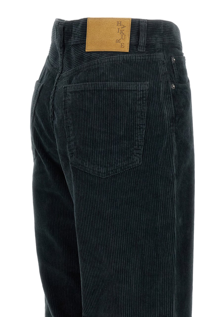 Haikure Wide-Leg Ribbed Cotton Jeans With Textured Finish Zwart