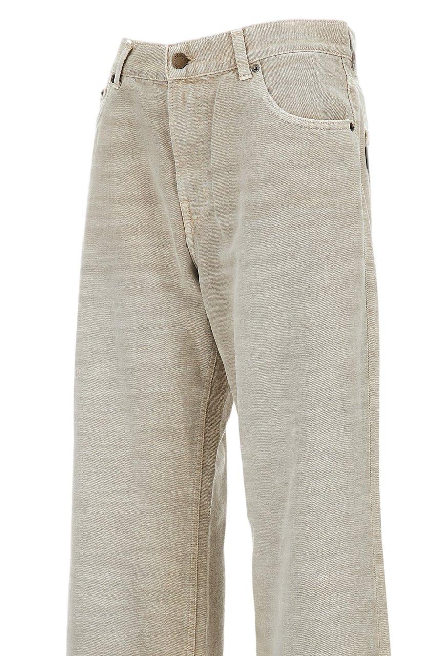 Haikure Mid-to-Low Rise Cotton Trousers with Straight Wide-Leg Silhouette Neutraal