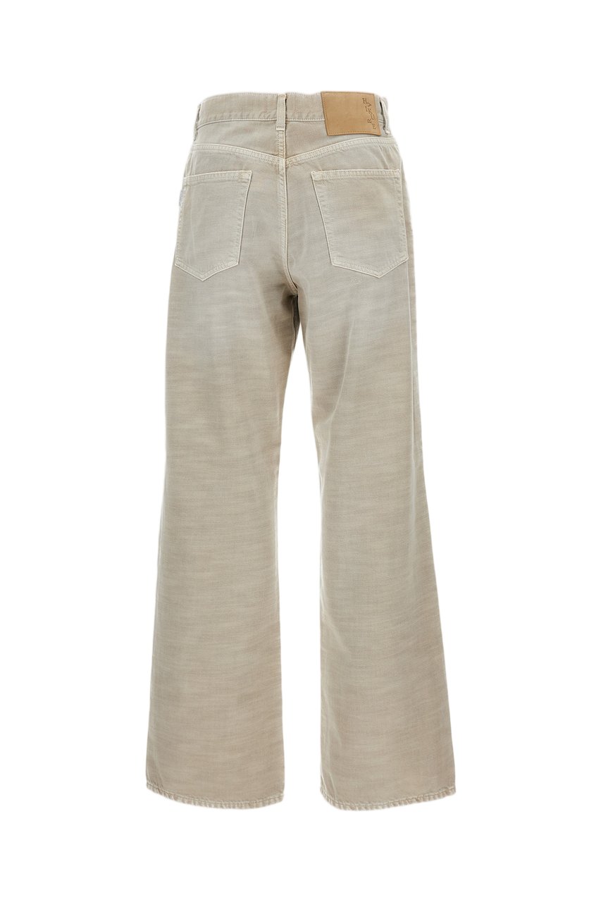 Haikure Mid-to-Low Rise Cotton Trousers with Straight Wide-Leg Silhouette Neutraal