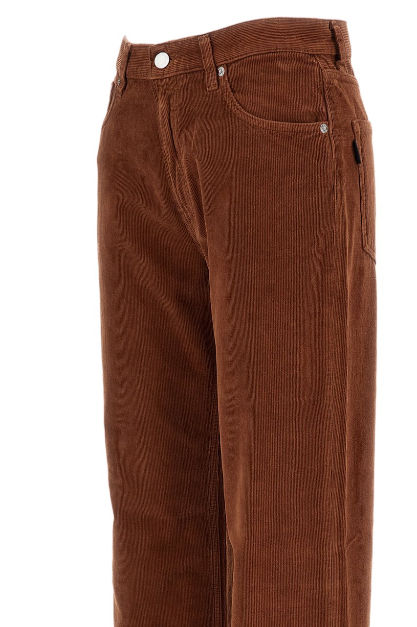 Haikure Ribbed Cotton Velvet Trousers with Classic Five-Pocket Design Bruin
