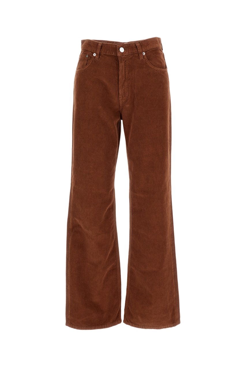 Haikure Ribbed Cotton Velvet Trousers with Classic Five-Pocket Design Bruin