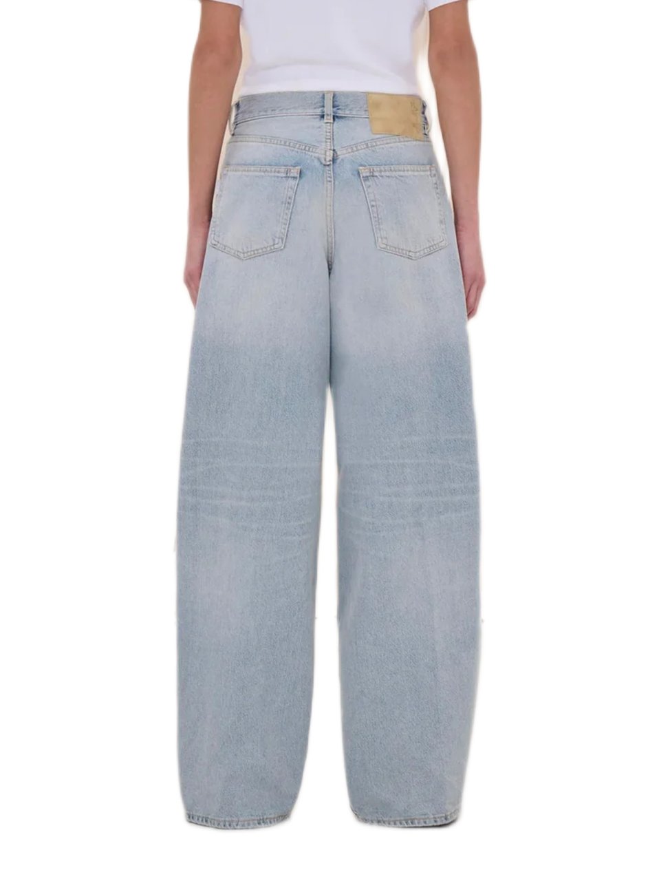 Haikure Light Blue Denim Jeans With Suede Logo Patch Wit