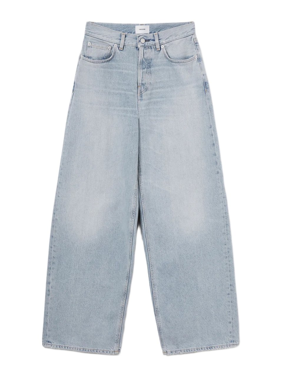 Haikure Light Blue Denim Jeans With Suede Logo Patch Wit