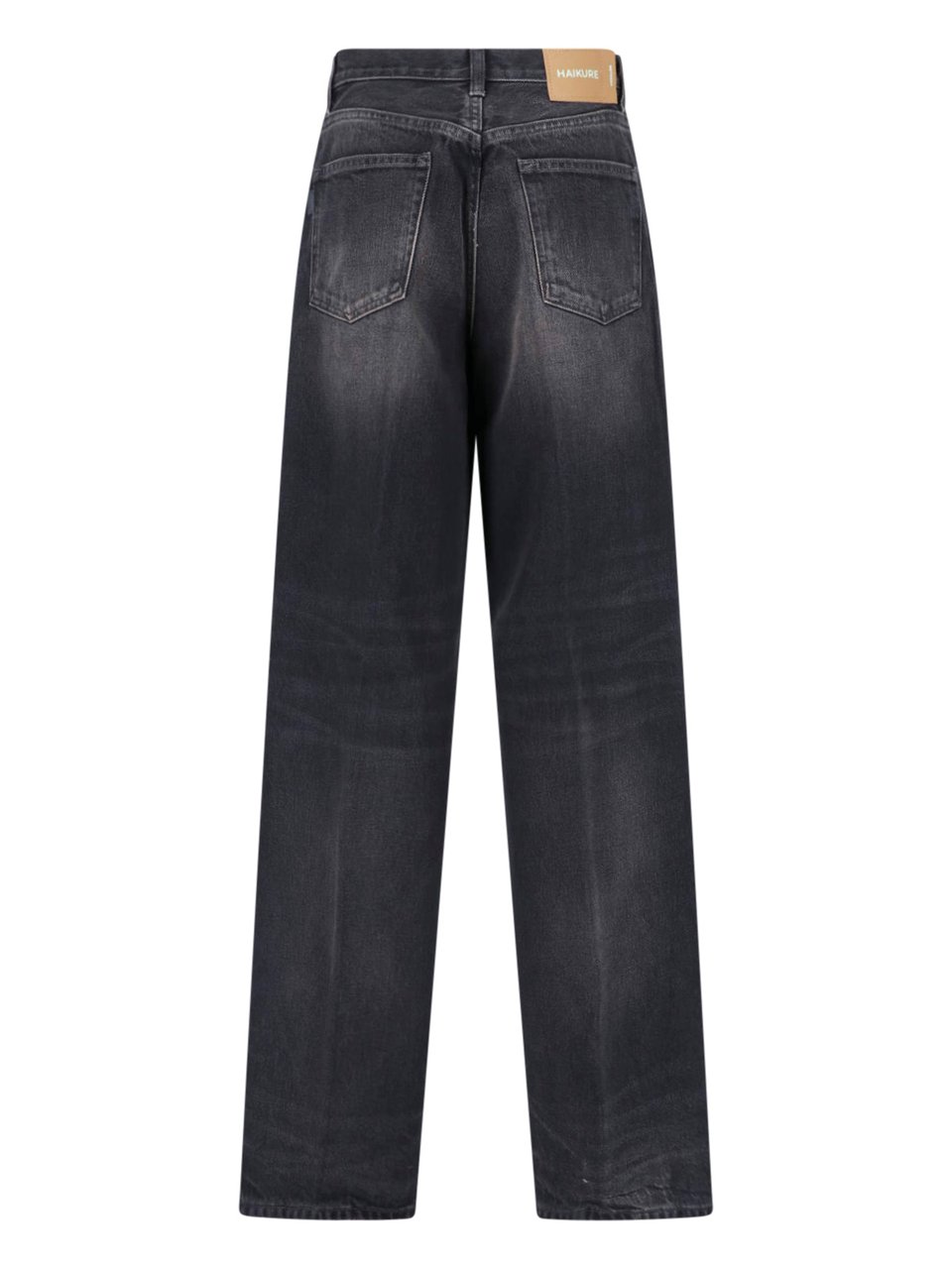 Haikure Wide-Leg Black Denim Bethany Jeans With Five-Pocket Design Zwart