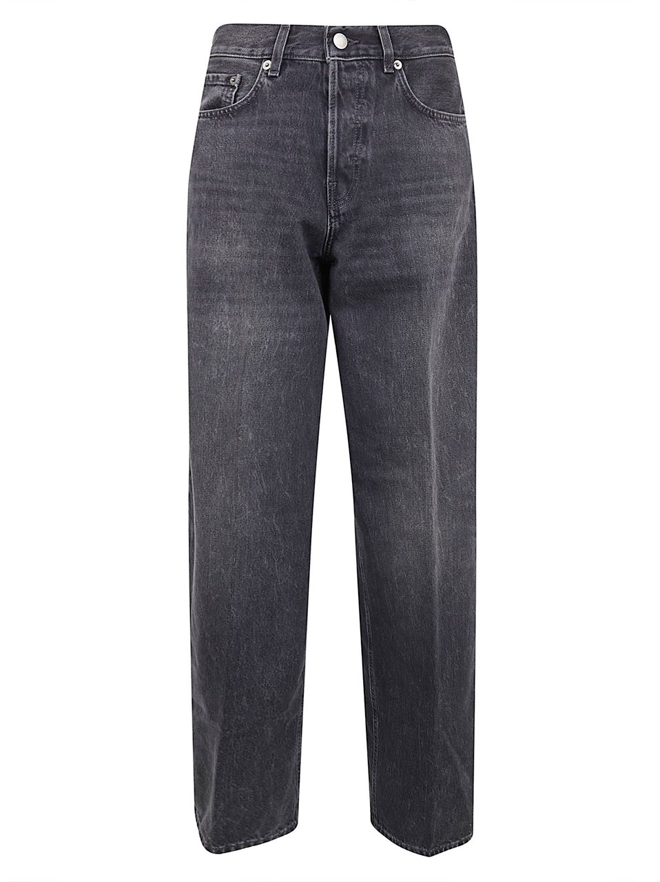 Haikure Mid-Rise Black Wash Cotton Denim Jeans Zwart