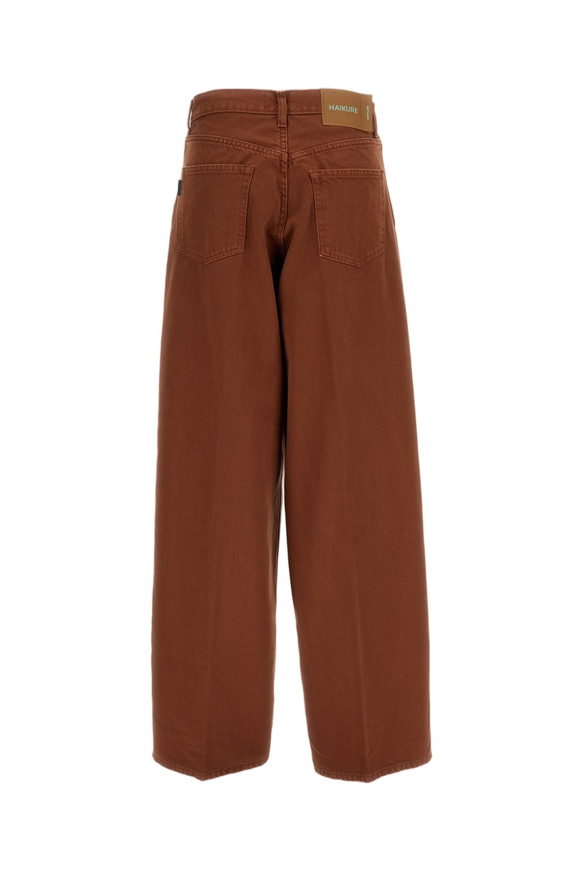 Haikure Relaxed Wide-Leg Trousers with Five-Pocket Design Bruin