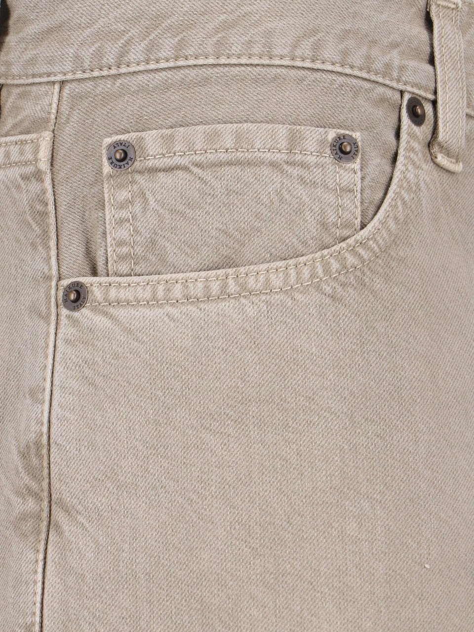 Haikure Wide-Leg Beige Denim And Linen Jeans With Five-Pocket Design Neutraal