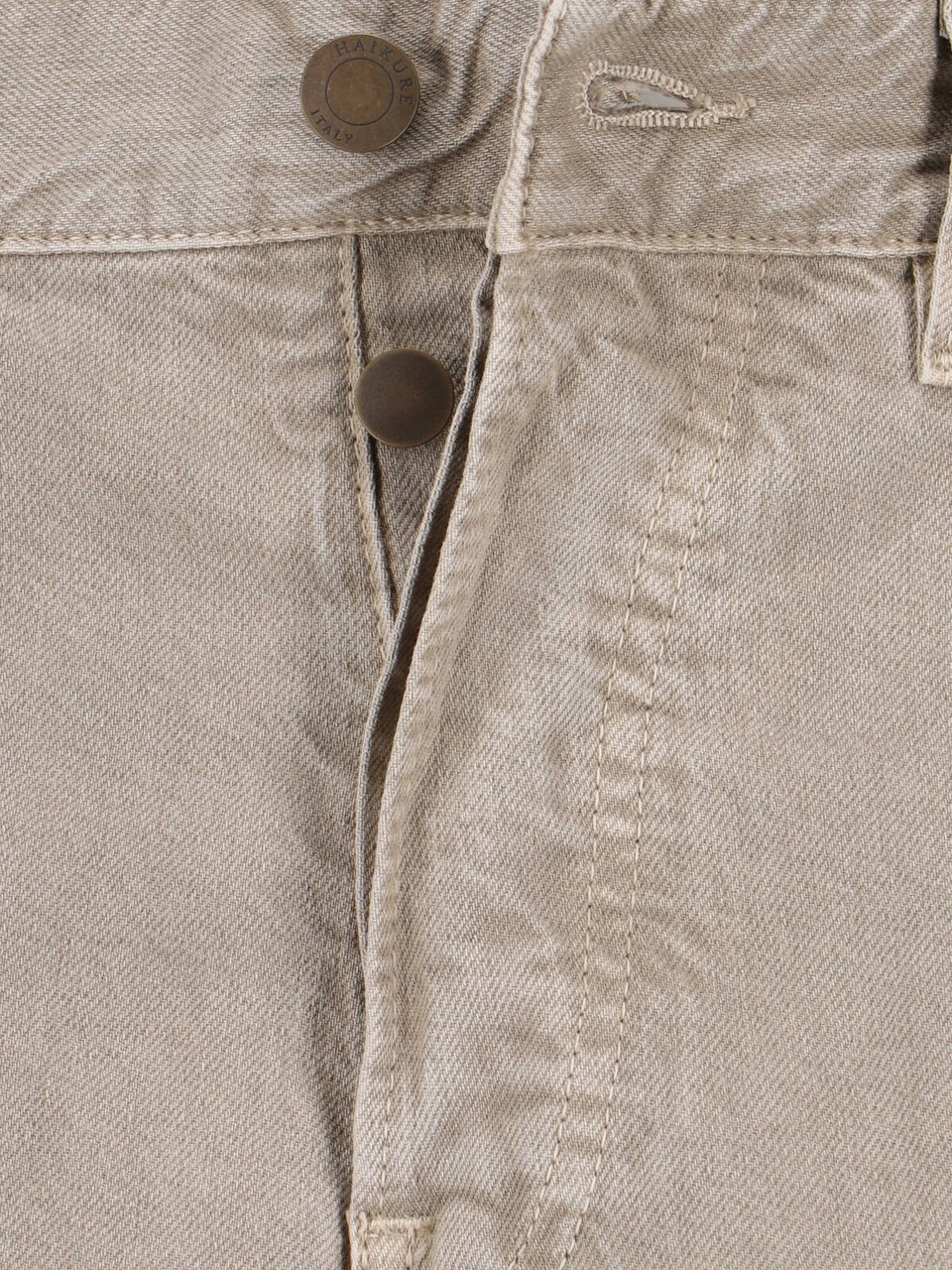 Haikure Wide-Leg Beige Denim And Linen Jeans With Five-Pocket Design Neutraal