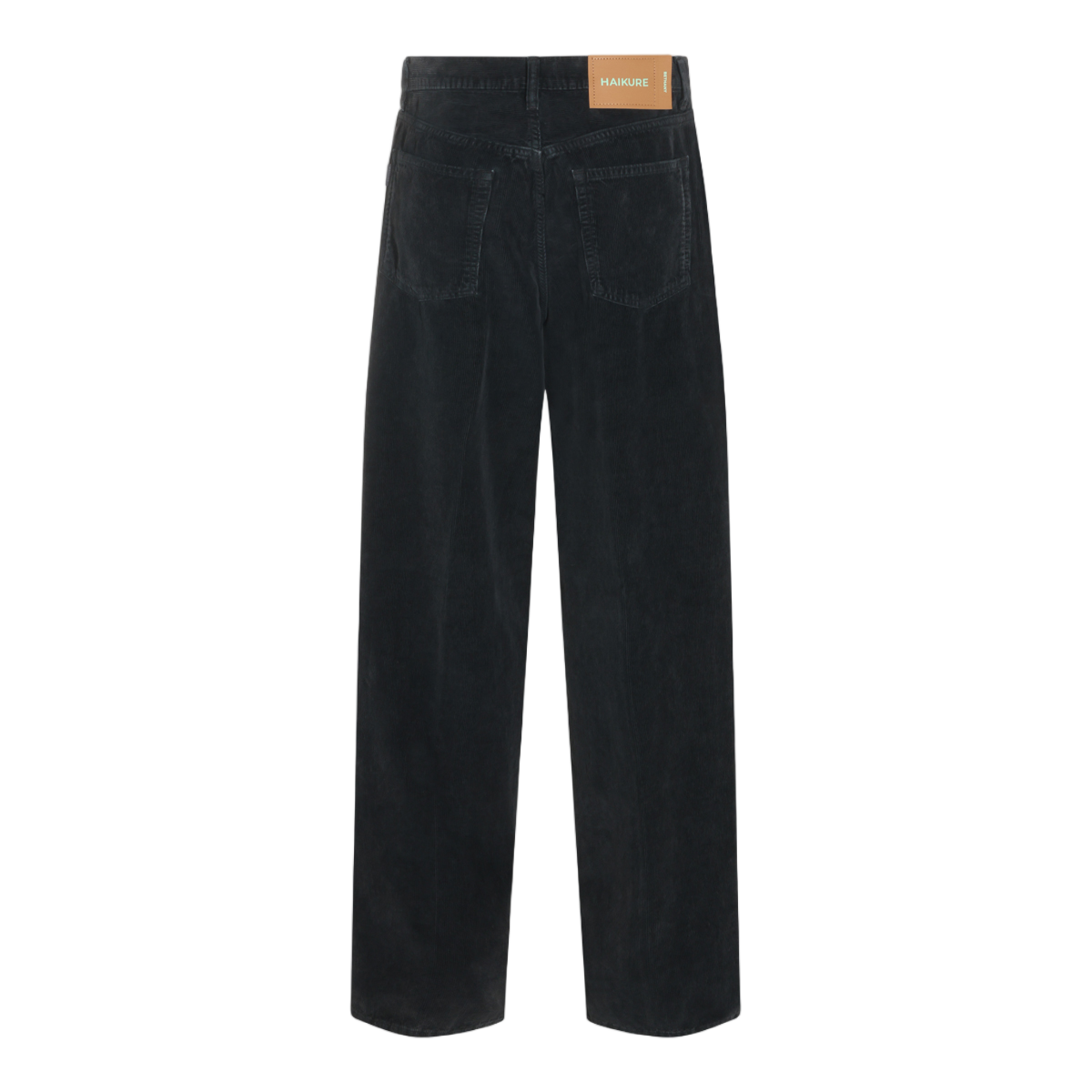 Haikure Straight-Leg Black Trousers in Textured Corduroy Zwart