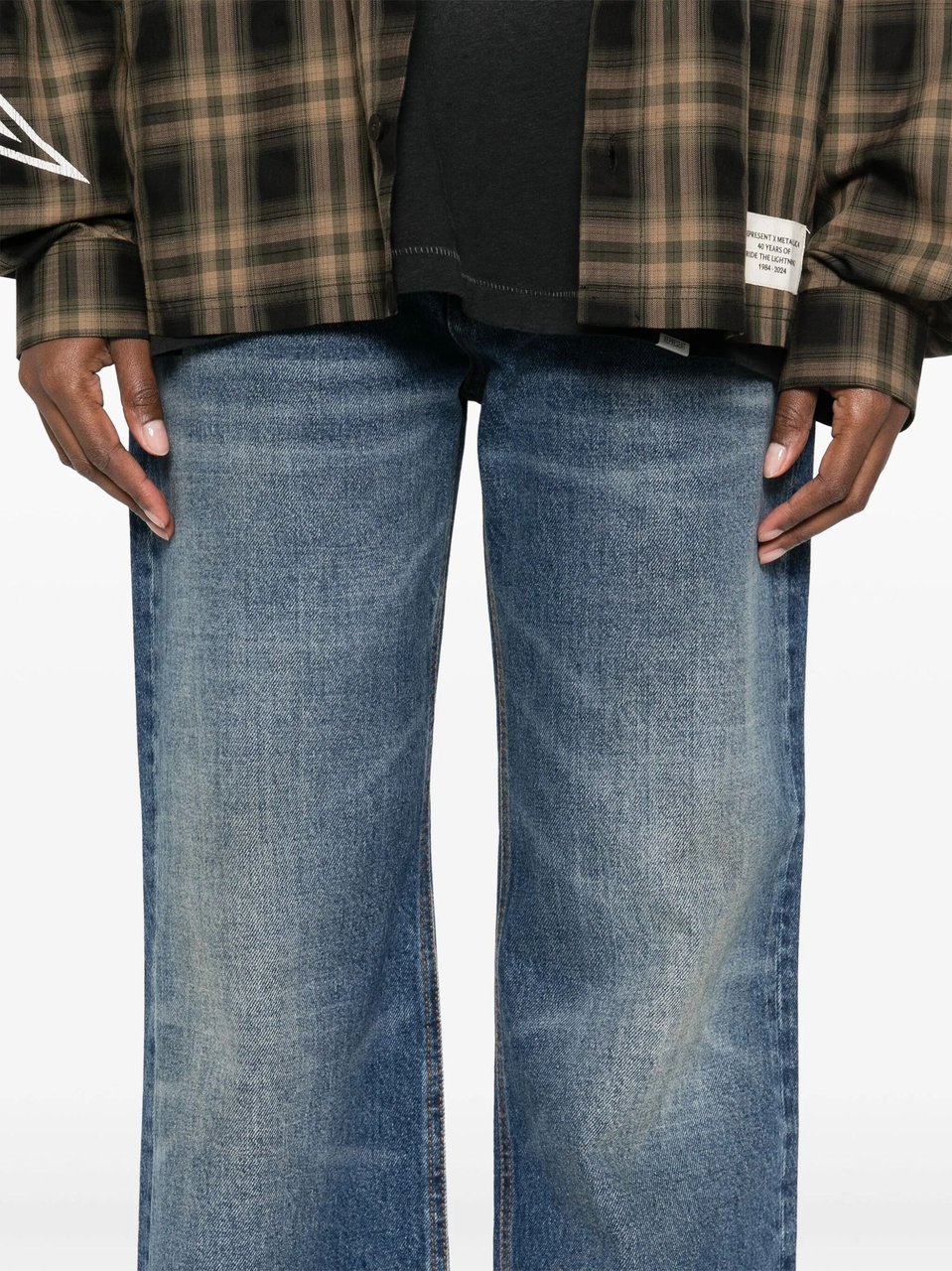 Haikure Blue Faded Wash Denim Jeans Blauw