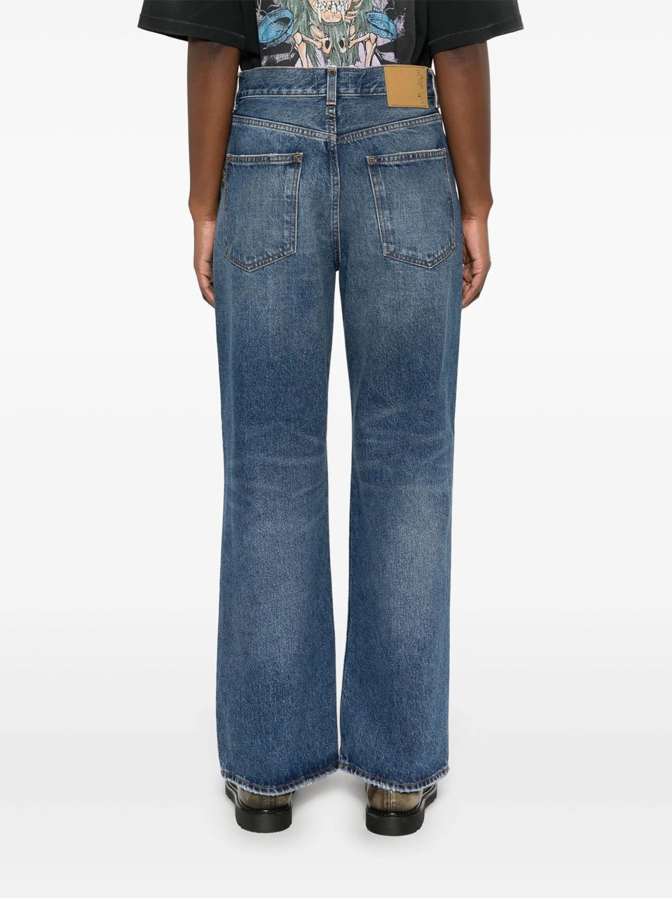 Haikure Blue Faded Wash Denim Jeans Blauw