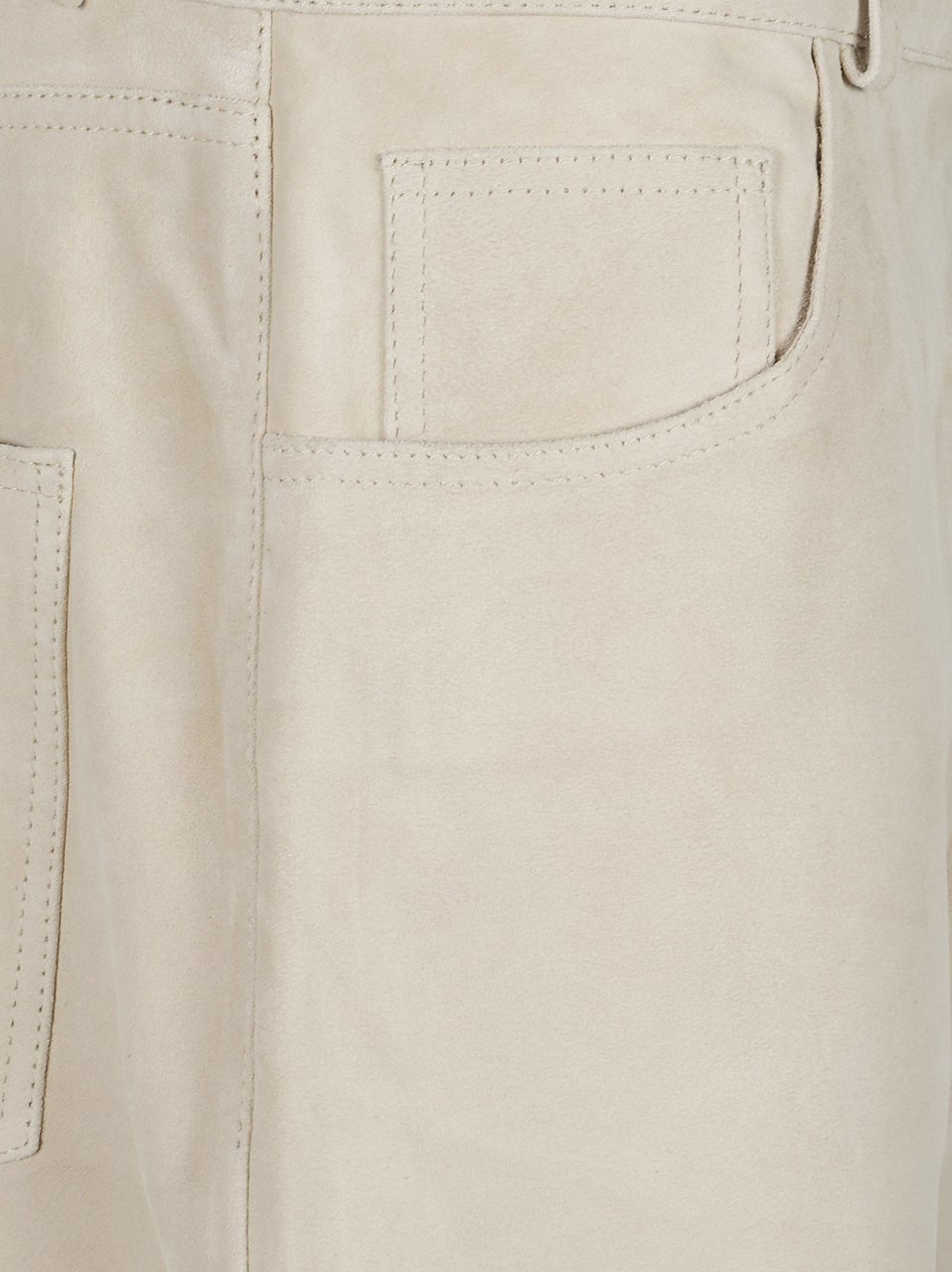 Haikure Short-Length Suede Pants with Straight Cut Grijs