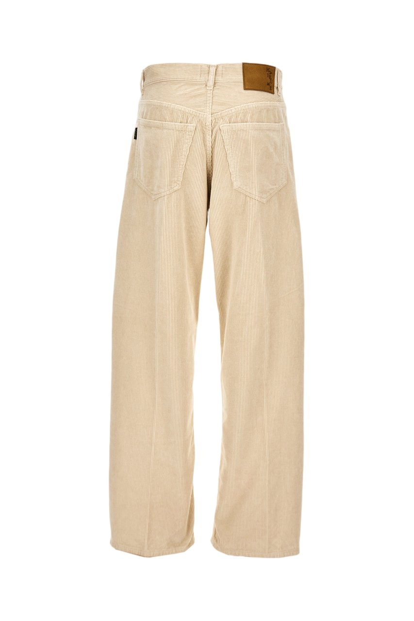Haikure Ribbed Cotton Wide-Leg Trousers With Classic Five-Pocket Design Neutraal