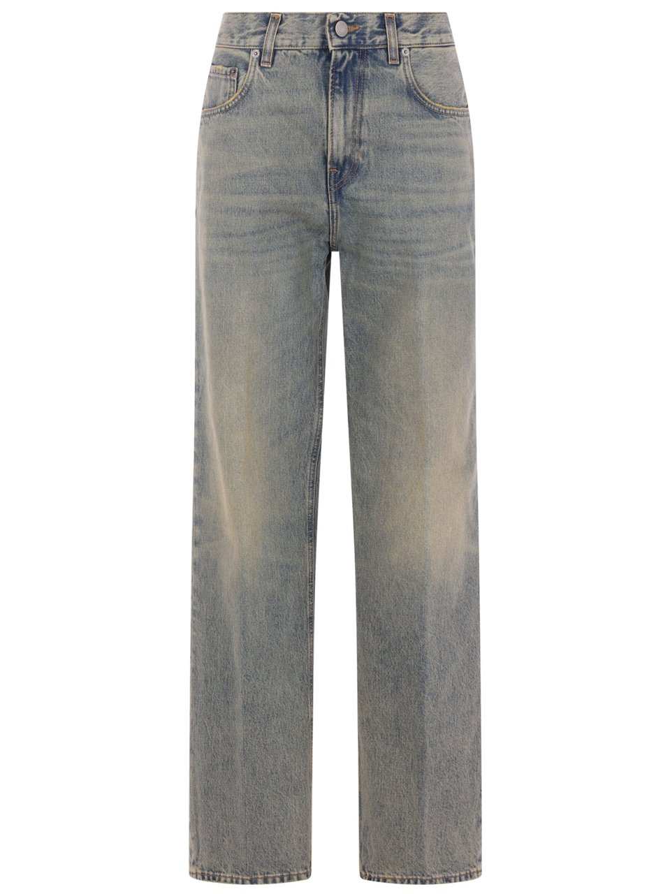 Haikure Light Blue Wide Straight Denim Jeans Grijs