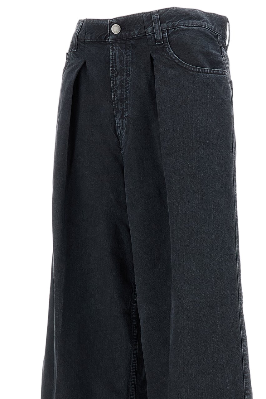 Haikure Light Blue Wide-Leg Trousers with Front Pleats Zwart