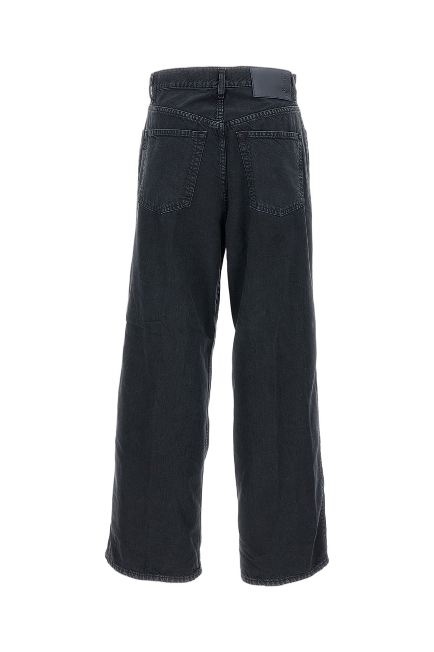 Haikure Light Blue Wide-Leg Trousers with Front Pleats Zwart