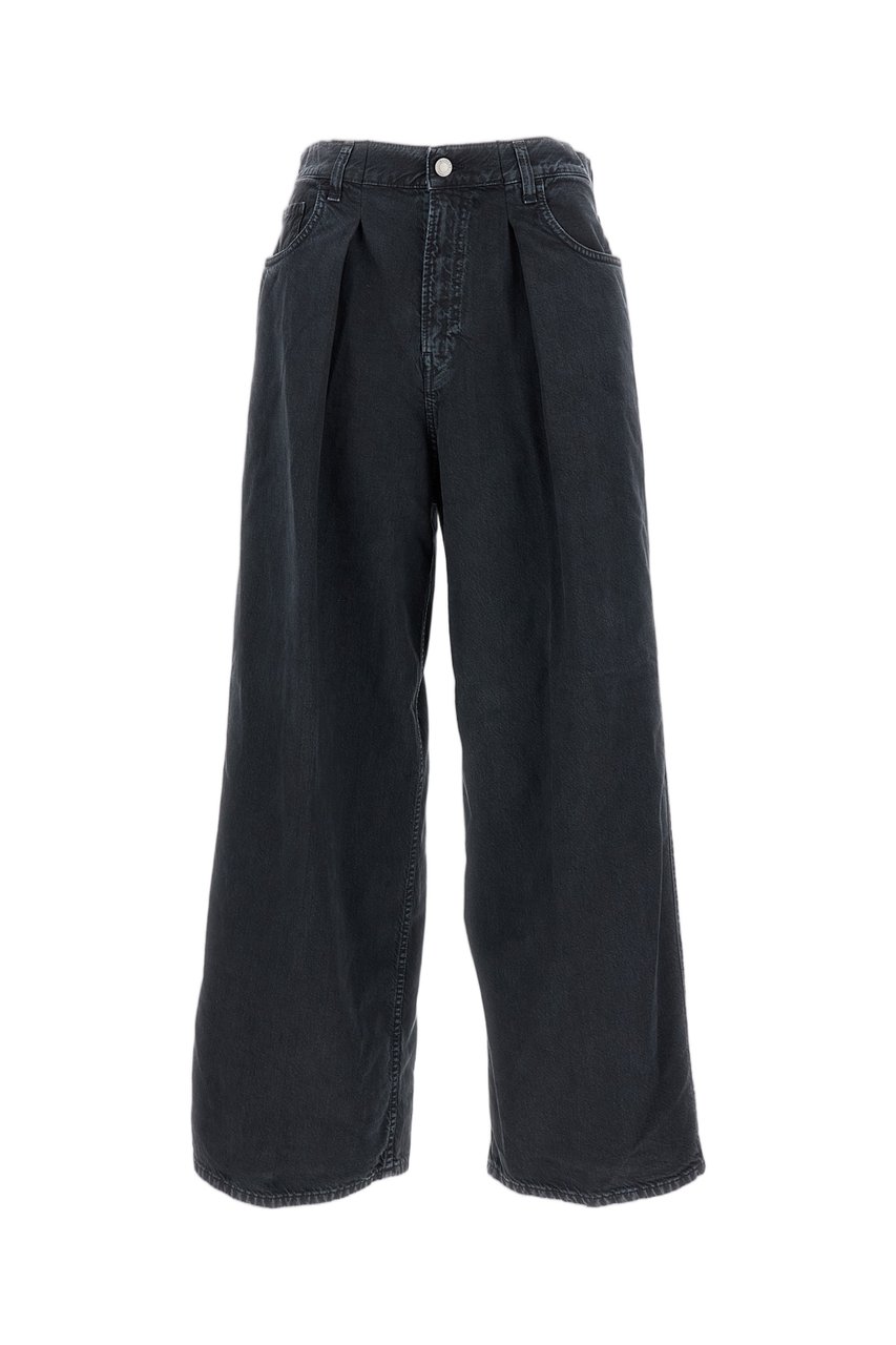Haikure Light Blue Wide-Leg Trousers with Front Pleats Zwart