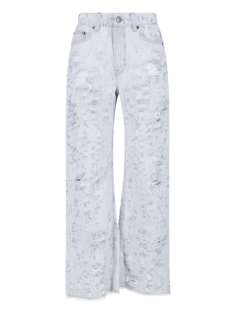 Haikure Light Blue Winny Wide-Leg Destroyed Jeans Blauw