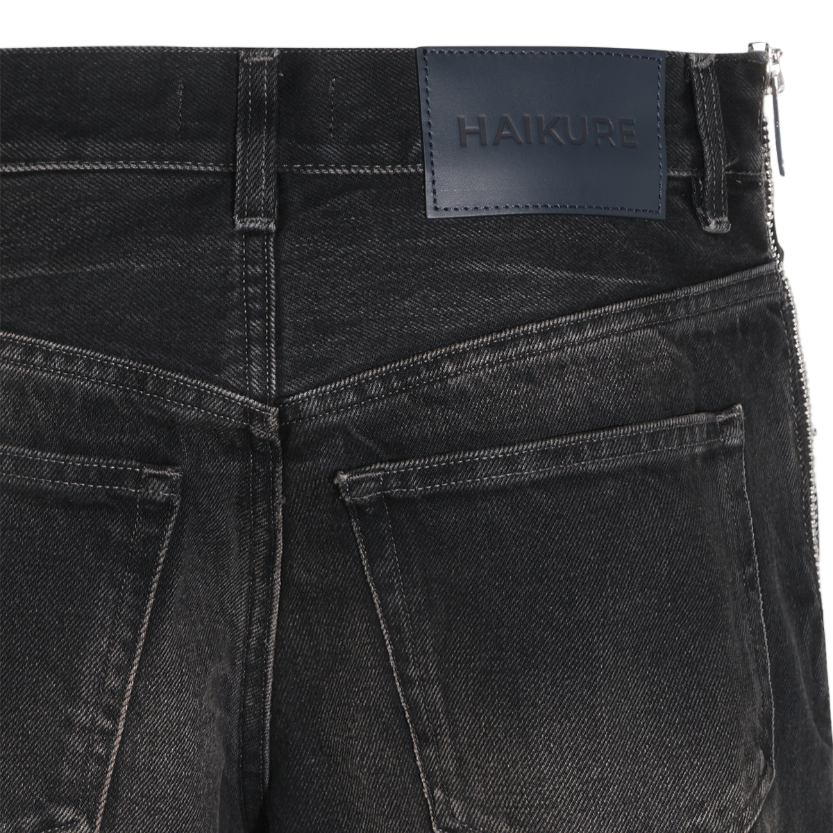 Haikure High-Waisted Straight-Leg Jeans with Vertical Silver Zippers Zwart