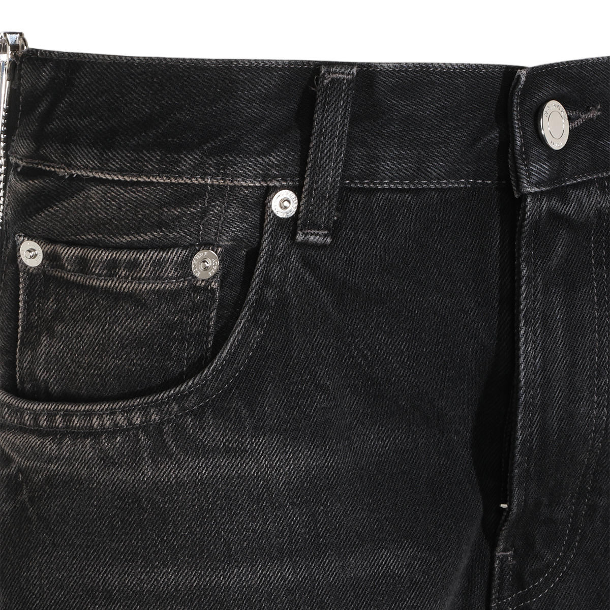 Haikure High-Waisted Straight-Leg Jeans with Vertical Silver Zippers Zwart