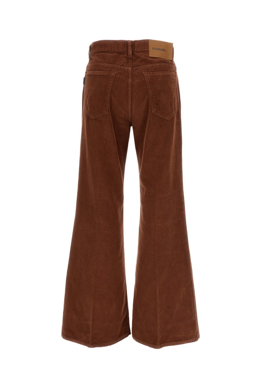 Haikure High-Rise Brown Velvet Trousers with Classic Five-Pocket Design Bruin