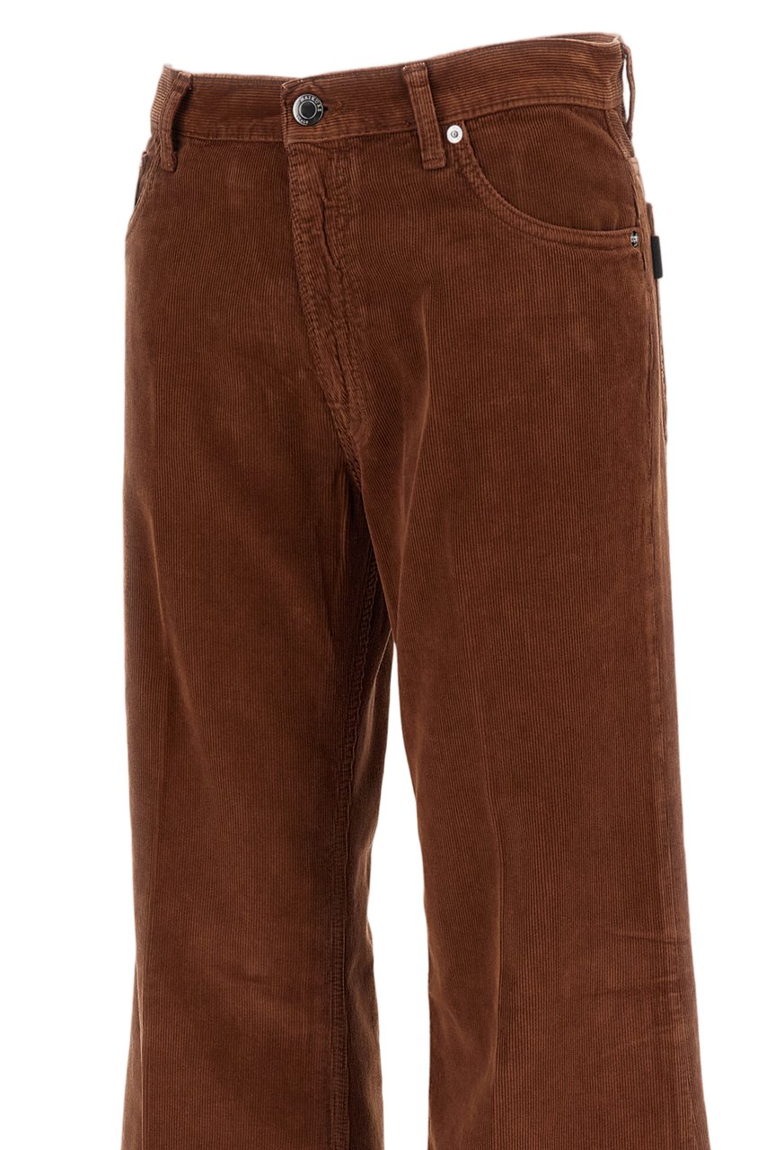 Haikure High-Rise Brown Velvet Trousers with Classic Five-Pocket Design Bruin