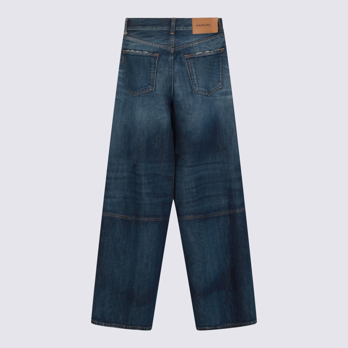 Haikure Wide-Leg Denim Jeans With Unique Reinforced Knee Patches Zwart