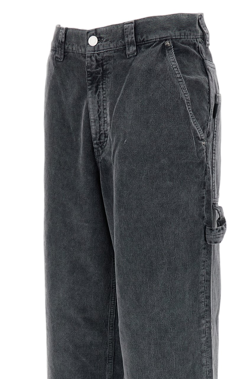 Haikure Ribbed Cotton Velvet Wide-Leg Trousers with Worker-Inspired Details Grijs