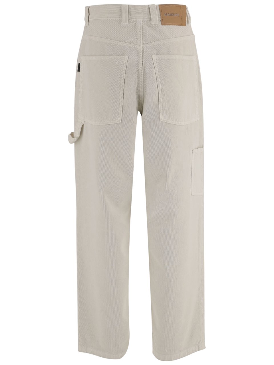 Haikure Ivory Ribbed Cotton Velvet Pants With Multi-Pocket Design Neutraal