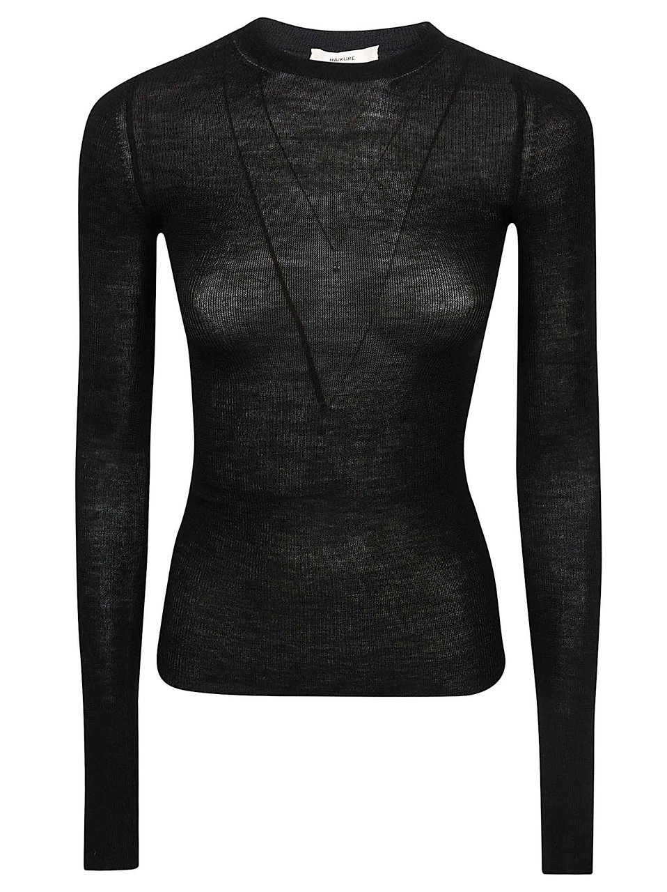 Haikure Ribbed Slim-Fit Top in Extra-Fine Merino Wool Zwart